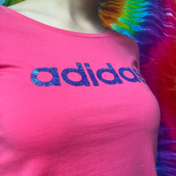 Adidas Blue Glitter Climalite Short Sleeve Tee - Picture 2 of 3